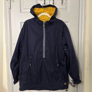 Started Men’s Hooded Jacket Windbreaker Blue Vintage Yellow Sz Medium Pocket 80s
